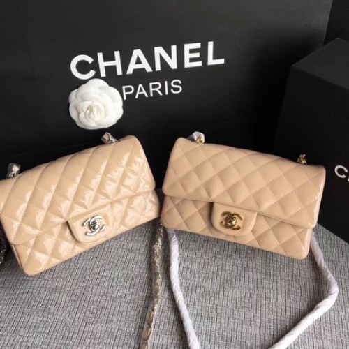 Torebka Chanel Classic Flap mini z oryginalnej skóry A1117 morelowa