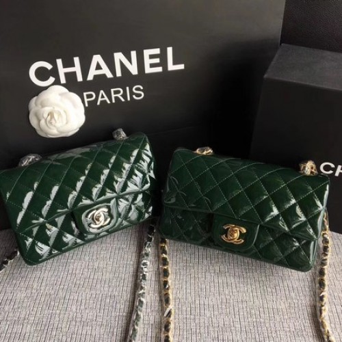 Torebka Chanel Classic Flap mini z oryginalnej skóry A1117 w kolorze zielonym