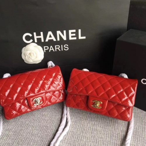 Torebka Chanel Classic Flap mini z oryginalnej skóry A1117 w kolorze czerwonym