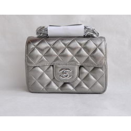 Torebka Chanel Classic Iron Gray Lambskin Silver Chain Quilted Flap Bag 1115