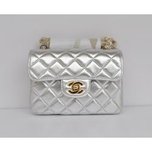 Torebka Chanel Classic Light Silver Lambskin Golden Chain Quilted Flap Bag