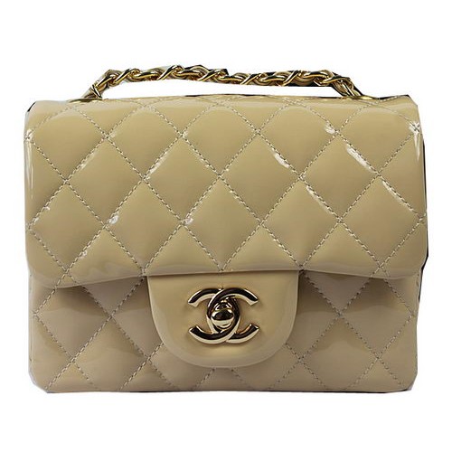 Torebka Chanel Classic MINI Flap Bag Apricot Original Patent Leather CF1115 Gold
