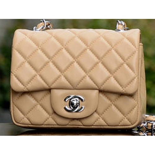 Torebka Chanel Classic MINI Flap Bag Apricot Sheepskin A37585 Silver