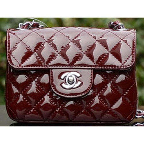 Torebka Chanel Classic MINI z klapką Royal Patent Leather A1115 Silver