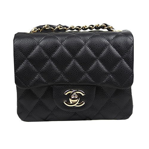 Torebka Chanel Classic MINI Flap Bag CF1115 w kolorze czarnym, z wzorem Cannage i złotym