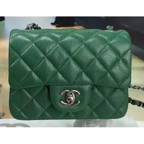 Torebka Chanel Classic MINI Flap Bag Cannage Pattern Leather A8171 Green