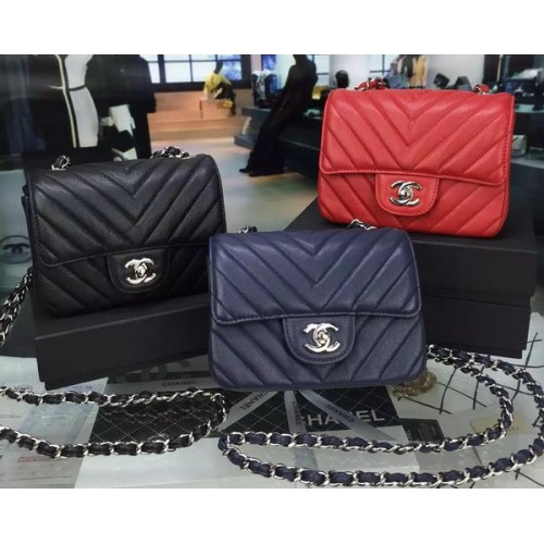 Torebka Chanel Classic MINI z klapką Chevron Caviar Leather V8171
