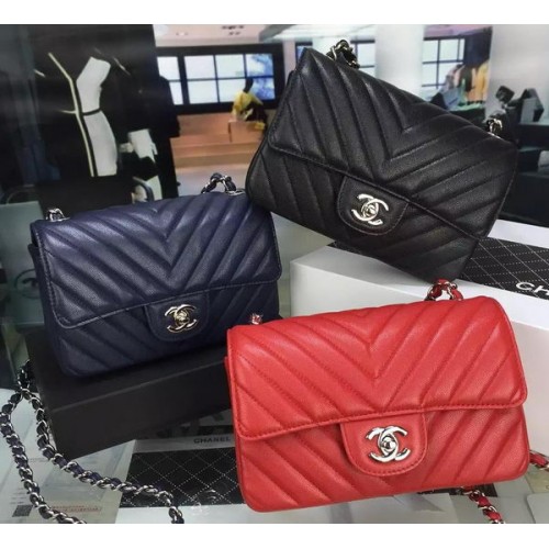 Torebka Chanel Classic MINI z klapką Chevron Caviar Leather V8500