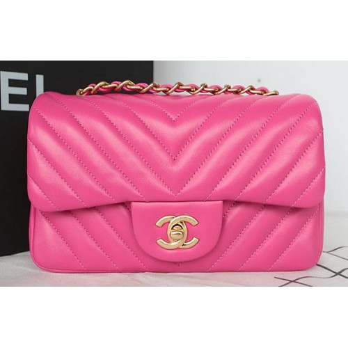 Torebka Chanel Classic MINI z klapką Chevron Sheepskin Leather A1119 Rose