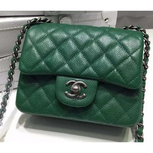Torebka Chanel Classic MINI Flap Bag Litchi Leather A6874 Green