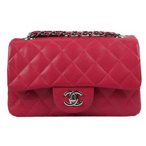Torebka Chanel Classic MINI Flap Bag Rose Cannage Pattern CF1119 Silver