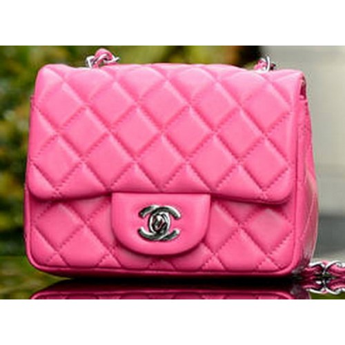 Torebka Chanel Classic MINI Flap Bag Rose Sheepskin A37585 Silver
