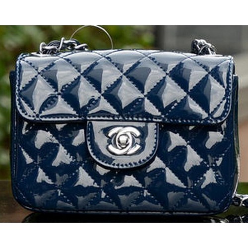 Torebka Chanel Classic MINI z klapką Royal Patent Leather A1115 Silver