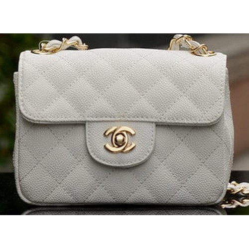 Torebka Chanel Classic MINI Flap Bag White Cannage Pattern A1115 Gold