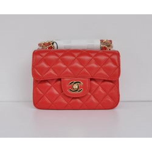 Torebka Chanel Classic Red Lambskin Golden Chain Quilted Flap Bag 1115
