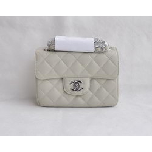 Torebka Chanel Classic Rice White Lambskin Silver Chain Quilted Flap Bag 1115