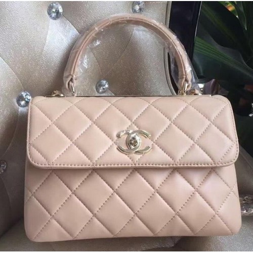 Torebka Chanel Classic Top Flap Bag z oryginalnej skóry owczej A92236 w kolorze morelowym