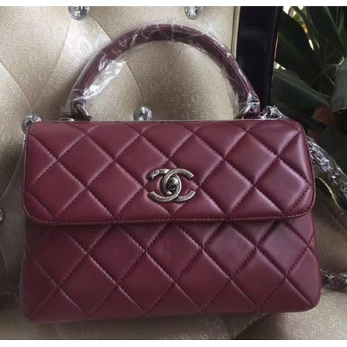 Torebka Chanel Classic Top Flap Bag z oryginalnej skóry owczej A92236 w kolorze bordowym