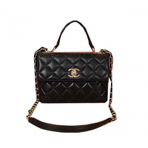 Torebka Chanel Classic Top Flap Bag z owczej skóry A6868 w kolorze czarnym