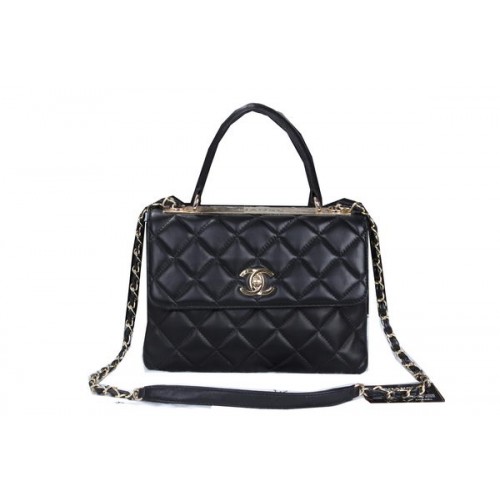 Torebka Chanel Classic Top Flap Bag z owczej skóry CHA6023 w kolorze czarnym