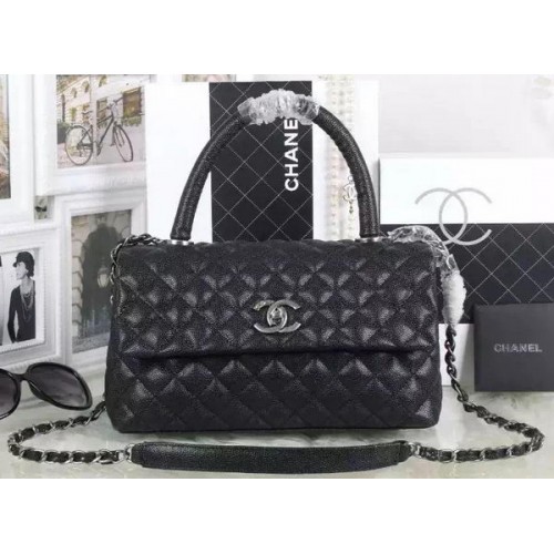 Torebka Chanel Classic z uchwytem u góry, wzór Cannage A92991, kolor czarny