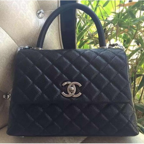 Torebka Chanel Classic z uchwytem u góry, oryginalny wzór Cannage A95169, czarna