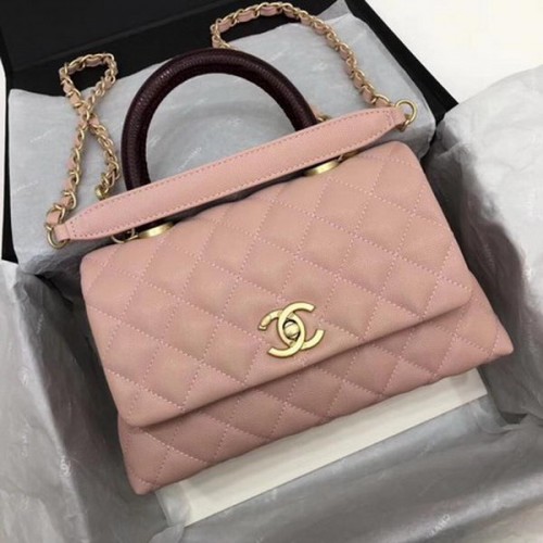 Torebka Chanel Classic Top Handle Pink Cannage Pattern A92290 Wine