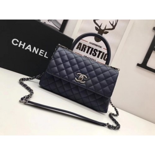 Torebka Chanel Classic z uchwytem u góry, Royal Original Leather A92991, srebrna