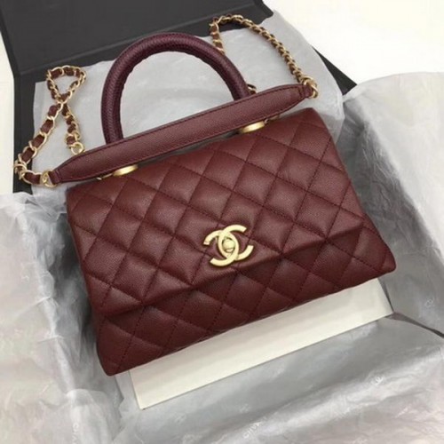 Torebka Chanel Classic Top Handle z wzorem Wine Cannage A92290 Gold