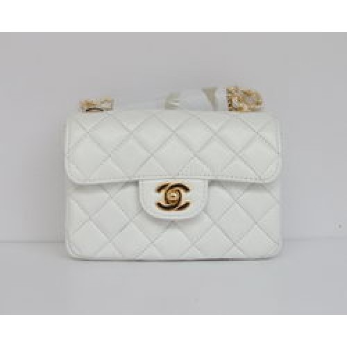Torebka Chanel Classic White Lambskin Golden Chain Quilted Flap Bag 1115