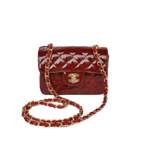Hurtowa torebka Chanel Classic mini Flap Bag 1115 Bordeaux Patent Gold Hardware