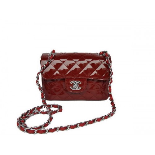 Kup tanio Chanel Classic mini Flap Bag 1115 Bordeaux Patent Silver Hardware