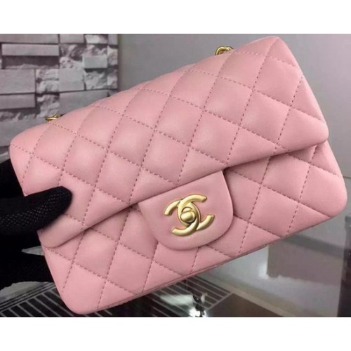 Torebka Chanel Classic mini Flap Bag Pink Sheepskin Leather A67350 Gold