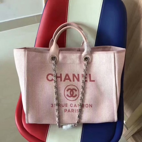 Torba Chanel Deauville, oryginalna, płócienna, skórzana, A68047-6