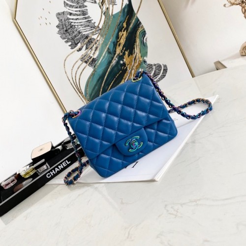 Torebka na ramię Chanel Flap Lambskin 1115 Electro optic blue