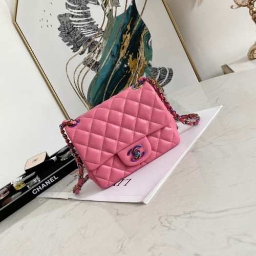 Torebka na ramię Chanel Flap Lambskin 1115 różowa