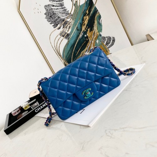 Torebka na ramię Chanel Flap Lambskin 1116 Electro optic blue
