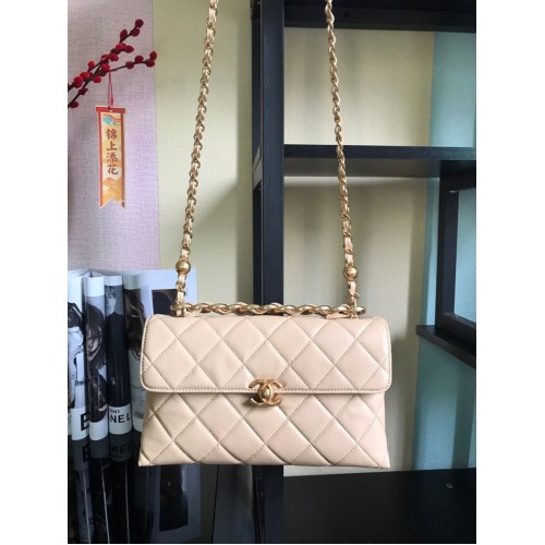 Torebka na ramię Chanel Flap Lambskin AS1267 kremowa