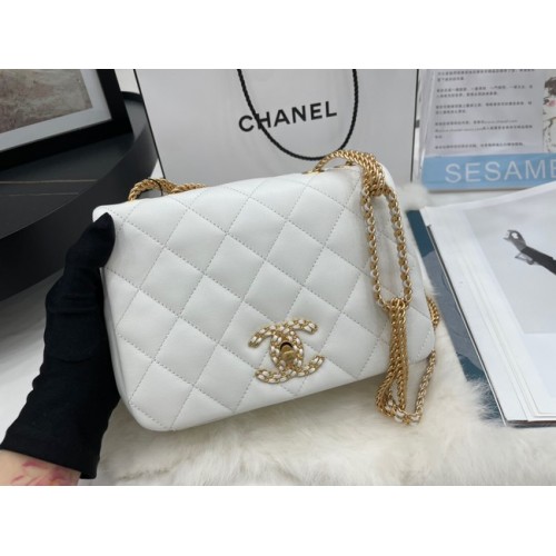 Torebka na ramię Chanel Flap Lambskin AS2975 biała