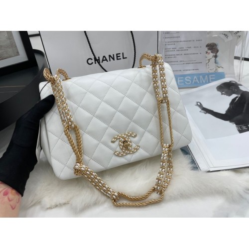 Torebka na ramię Chanel Flap Lambskin AS2976 biała