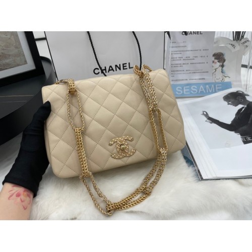 Torebka na ramię Chanel Flap Lambskin AS2976 kremowa