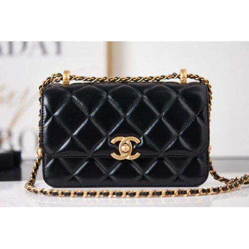 Torebka Chanel Flap Lambskin mini na ramię AS2615 czarna