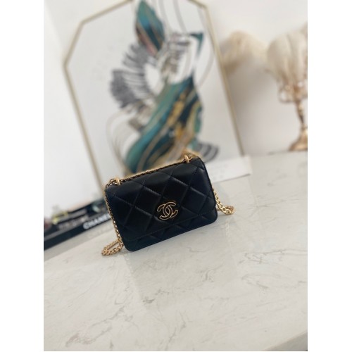 Mała torebka na ramię Chanel Flap Lambskin 81185 czarna