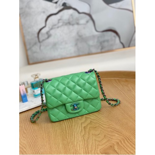 Torebka na ramię Chanel Flap Mirage Lambskin AS1115 zielona