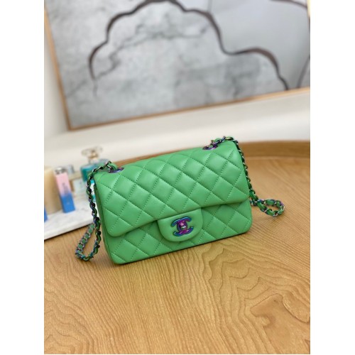 Torebka na ramię Chanel Flap Mirage Lambskin AS1116 zielona