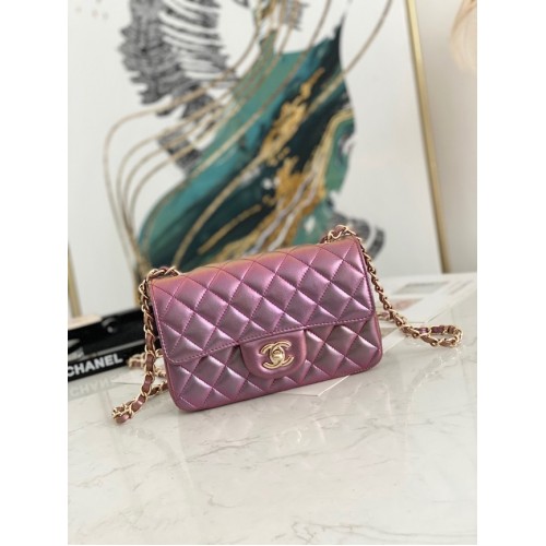 Torebka na ramię Chanel Flap Mirage Lambskin AS1116 fioletowa