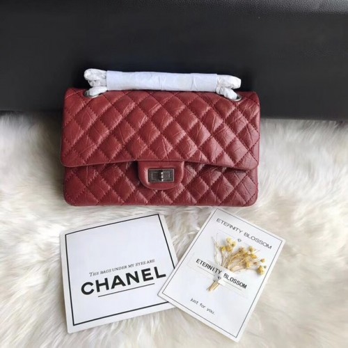 Chanel Flap Original Cowhide Leather 30225 czerwony srebrny łańcuszek