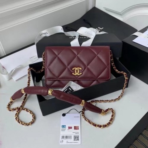Torebka Chanel Flap Shoulder Bag mini Oryginalna skóra AS2755 Wino