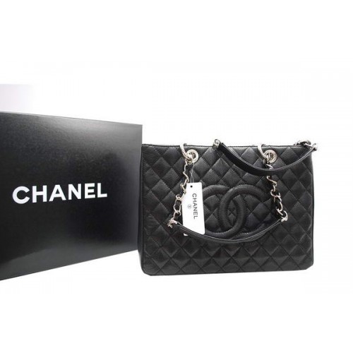 Torebka Chanel GST Caviar Leather Coco A36092 Czarno-srebrna