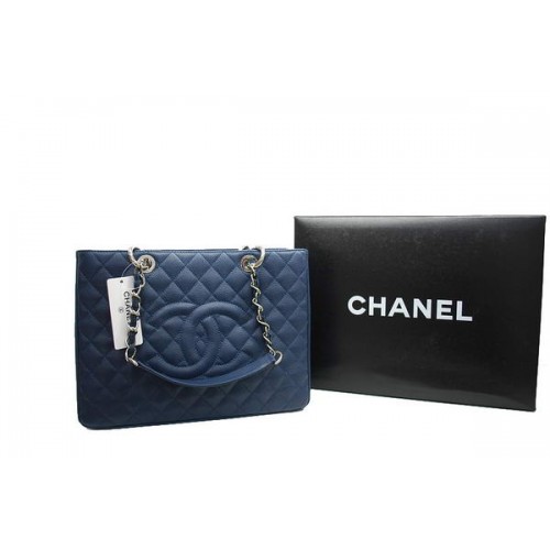 Torebka Chanel GST Caviar Leather Coco A36092 Granatowo-srebrna
